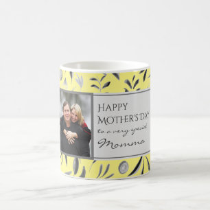 Mug JAUNE Florale personnalisée MOMMA photo