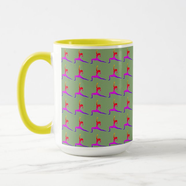 Mug Jaune 'Fun Yoga Designs' Combo Café Mug/ Coupe (Gauche)