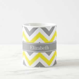 Mug Jaune Gris Foncé Blanc Grand Chevron Gris Monogram