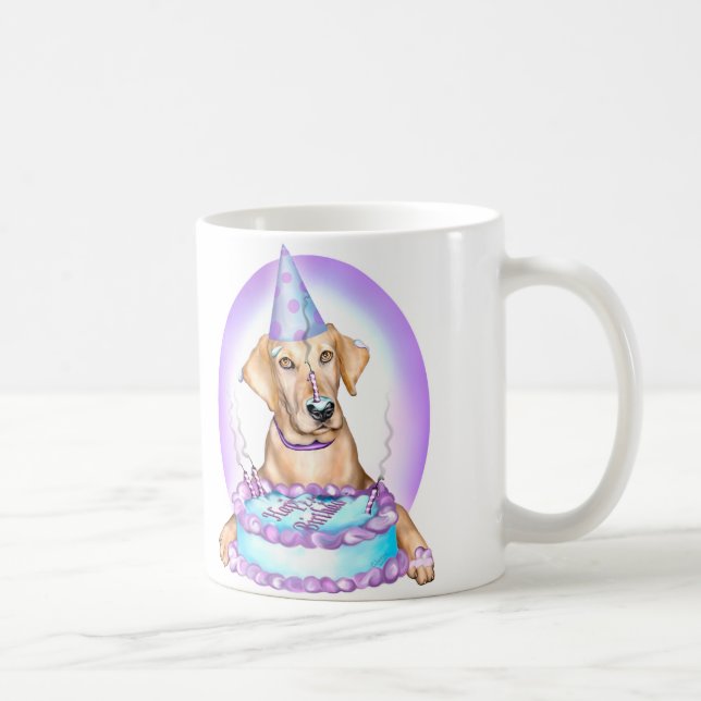 Mug Jaune Lab Cake Face Anniversaire (Droite)