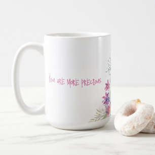 Mug jaune pastel floral blanc rose