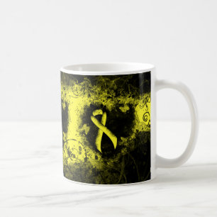 Mug Jaune Sensibilisation Ruban Grunge Coeur