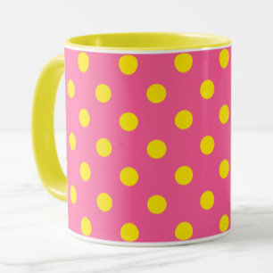 Mug Jaune sur rose Pois Design Motif