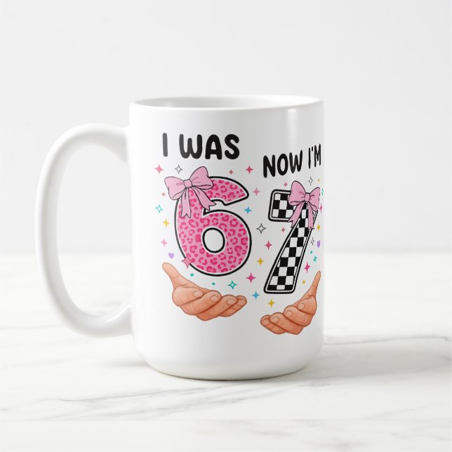Mug J'avais 6 ans maintenant j'ai 7 ans jolis chiffres (Gauche)