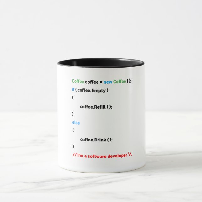Mug Javascript Mug. Je suis un développeur de logiciel (Centre)