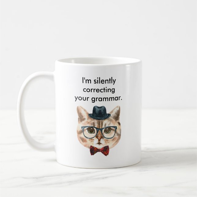 Mug Je corrige silencieusement ton chaton de grammaire (Gauche)