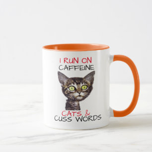 MUG JE COURS SUR CAFFEINE CATS & MOTS CUSS