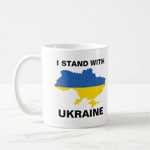 Mug Je me tiens avec l'Ukraine drapeau et carte ukrain