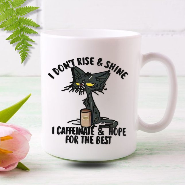 Mug Je ne me lève pas et ne brille pas, je caffeinate, (Créateur téléchargé)