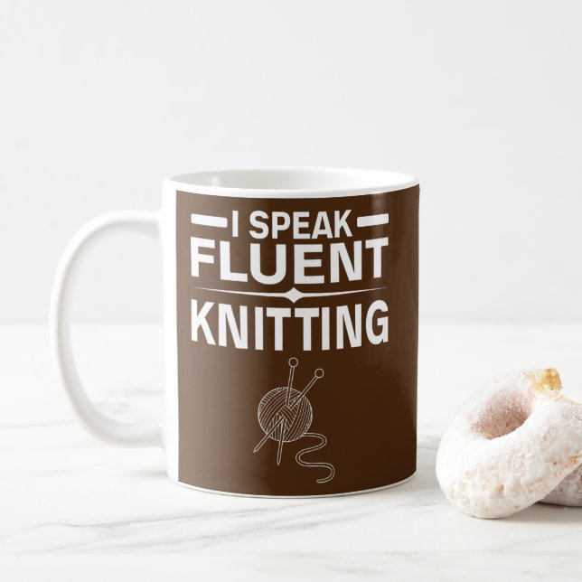 Mug Je Parle Tricot Fluent Drôle Dire Graphique  (Avec donut)