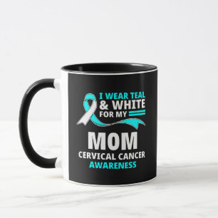 Mug Je Porte Le Sarcelle Et Blanc Ma Mère Cancer Du Co