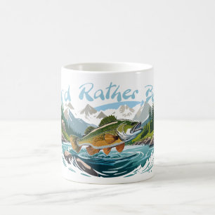 Mug Je préfère être Mountain Lake Bass Fishing