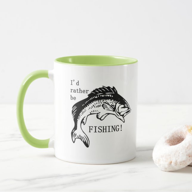 Mug Je Préférerais Être Pêcheur De La Coupe De Café Mu (Avec donut)
