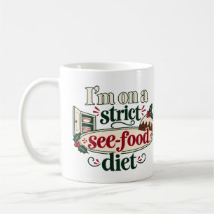 Mug Je suis en régime See-Food strict pour Noël