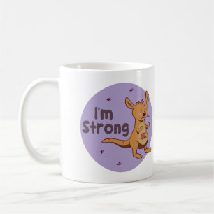Mug Je suis fort Kawaii mignon bébé Kangaroo brun & vi