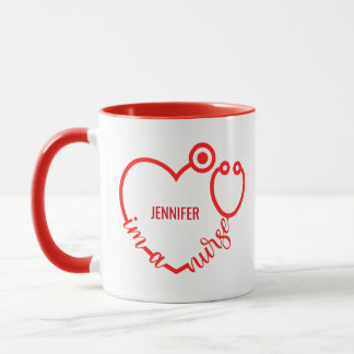 Mug Je suis Infirmière Stethoscope Coeur Personnalisé
