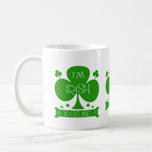 Mug Je suis irlandais, m'embrasse, shamrocks attaque