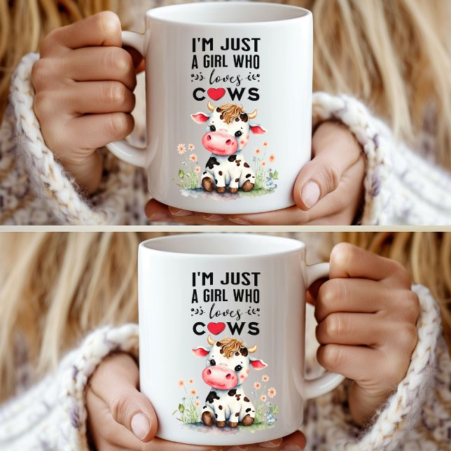 Mug Je suis juste une fille qui aime les vaches Classi (Display showing both sides of the 325ml mug.)