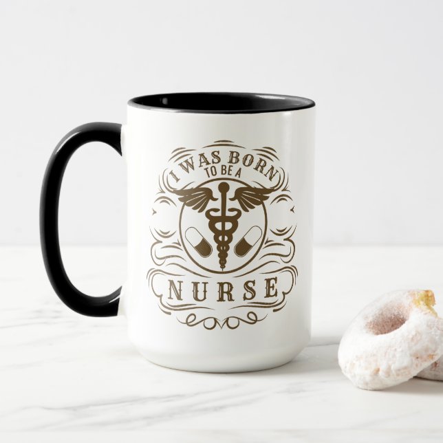 Mug Je Suis Né Pour Être Infirmière (Avec donut)