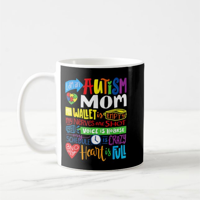 Mug Je suis un Autisme Maman Wallet Vide Fier Autisme  (Gauche)