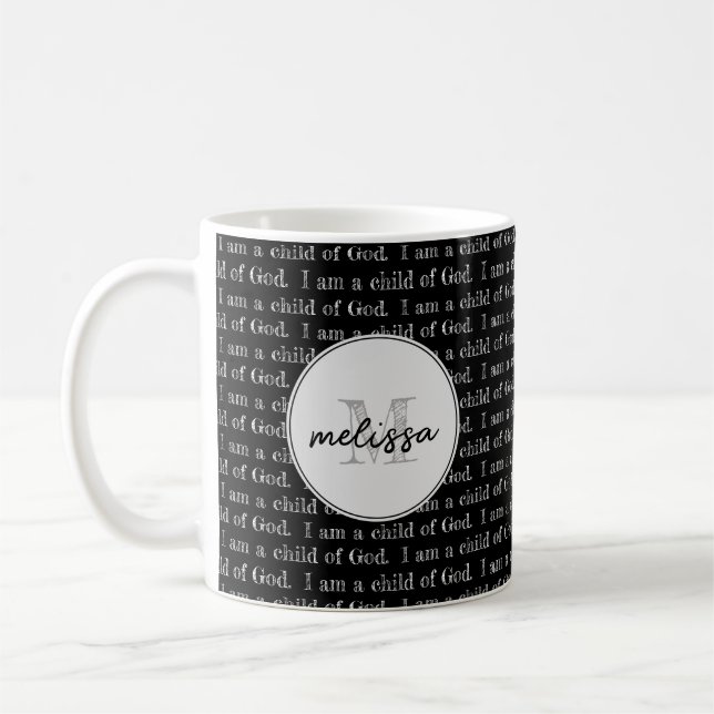 Mug Je suis un enfant de Dieu Noir Personnalisé (Gauche)