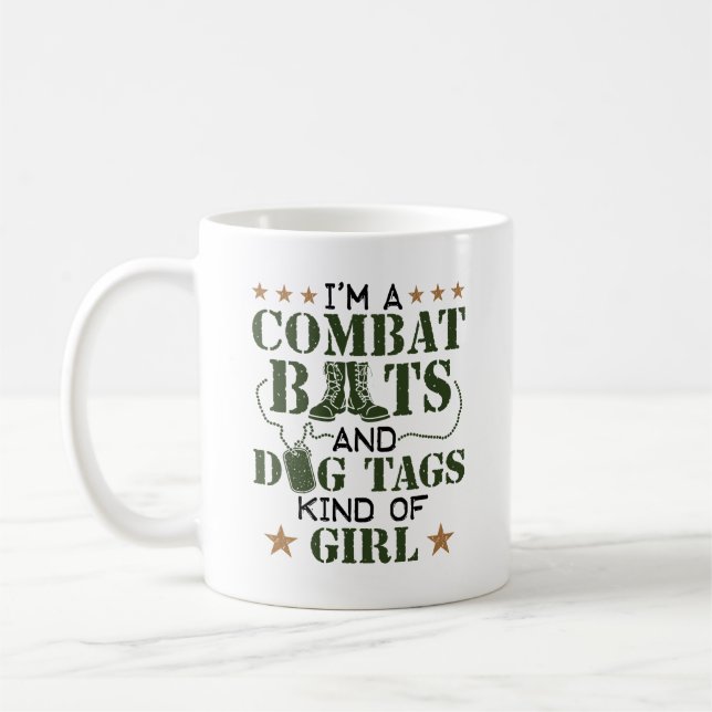 Mug Je suis une botte de combat et des étiquettes de c (Gauche)