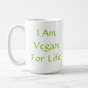 Mug Je suis végétalien pendant la vie. Vert. Slogan.