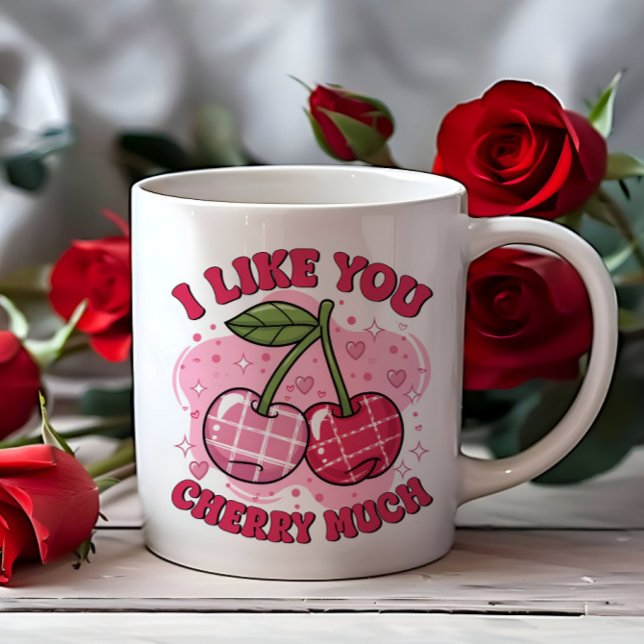 Mug Je T'Aime Cherry Beaucoup Mignonne Valentine (i like you cherry much cute valentines day mug)