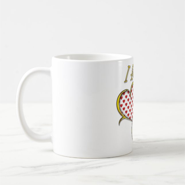 Mug Je t'aime Concevoir des Coeurs d'Or (Gauche)