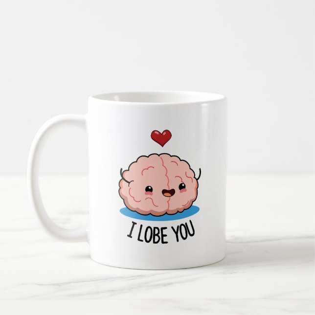 Mug Je T'Aime Drôle Pun Cerveau (Gauche)