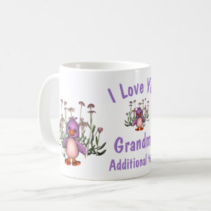 Mug Je T'Aime Grand-Mère Mignonne Fleurs d'Oiseaux Per