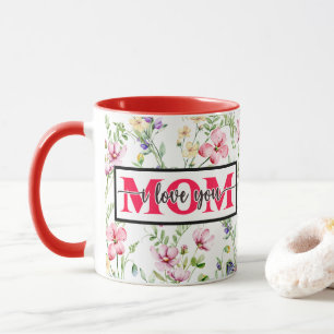 Mug "Je t'aime MAMAN" Floral Aquarelle Rose