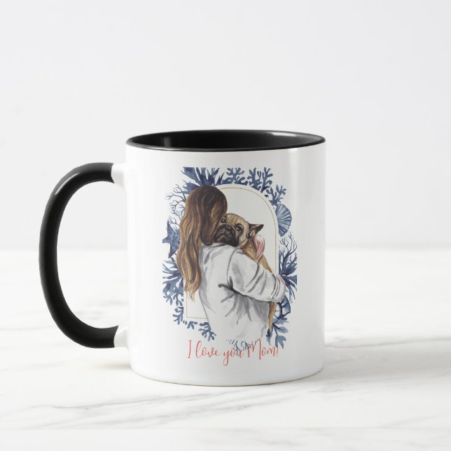 Mug "Je t'aime maman !" Mère et chien (Gauche)
