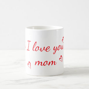 Mug Je t'aime maman texte rouge avec les coeurs rouges