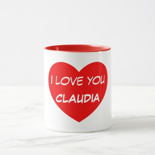 Mug Je t'aime Nom Deux tons (Centre)