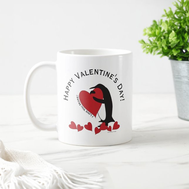 Mug Je T'Aime Plus ! Penguin Red Heart Valentine (Créateur téléchargé)