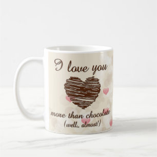 Mug Je t'aime plus que le coeur rose chocolat