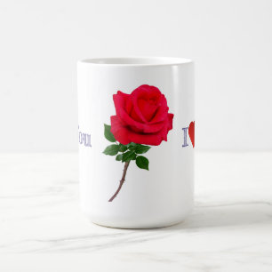 Mug Je t'aime rose rouge unique