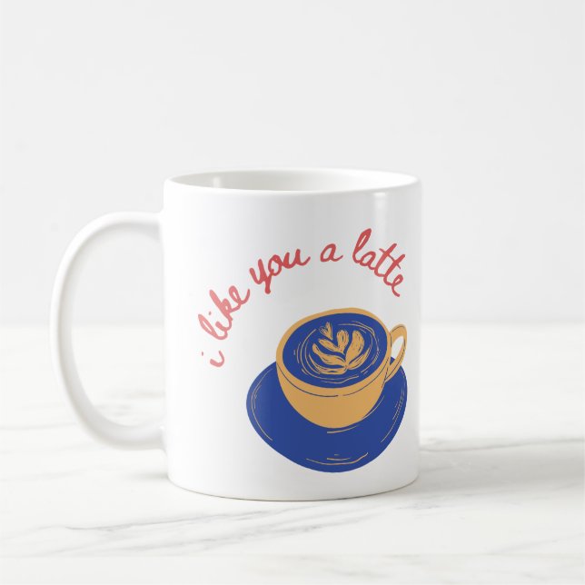 Mug "Je t'aime un latte", drôle de citation (Gauche)