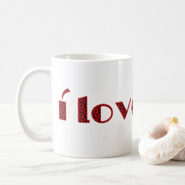 Mug Je t'aime Valentine Cupid Typographie Rouge Noir