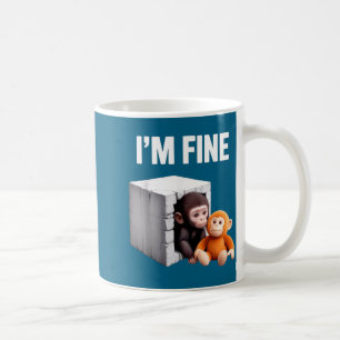 Mug Je vais bien bébé singe mignon anxiété mème humour