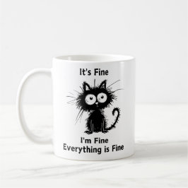 Mug Je vais bien Tout va bien, Chat drôle