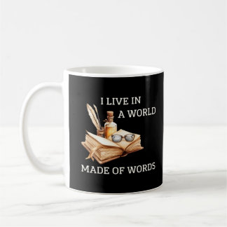 Mug Je vis dans un monde fait de mots Enseignant angla