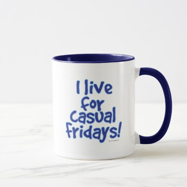 Mug Je vis pour les vendredis Décontractés Travailler  (Droite)