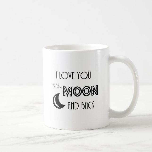 Mug je vous aime à la lune et dos noir blanc (Droite)
