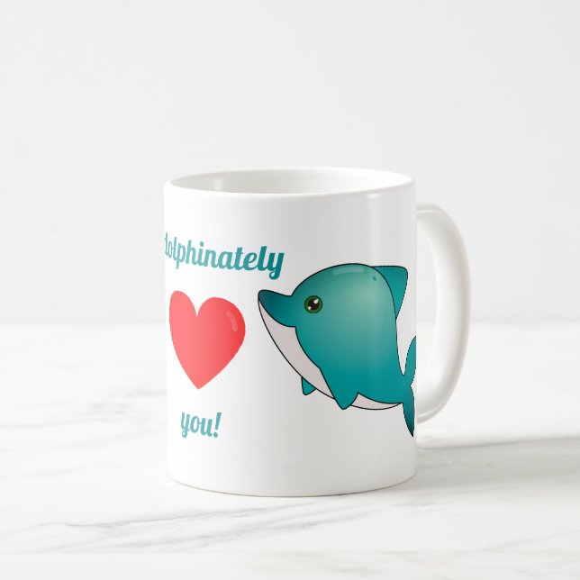 Mug Je vous aime dolphinately [des couples de dauphin (Devant droit)
