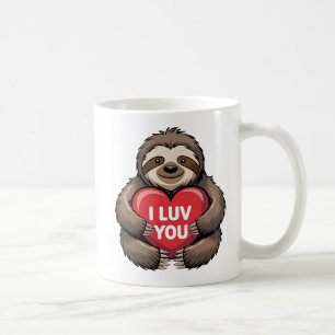 Mug JE VOUS LUV, Funny Valentine's Day mignonne Sloth