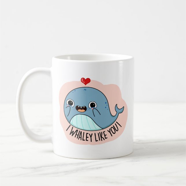 Mug Je Whaley Vous Aime Drôle Baleine Pun (Gauche)