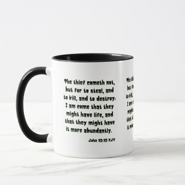 Mug Jean 10:10 KJV Bible Écriture Deux Tons (Gauche)