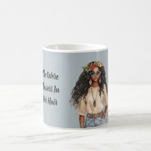 Mug Jean noir féminin Fleurs dans ses cheveux